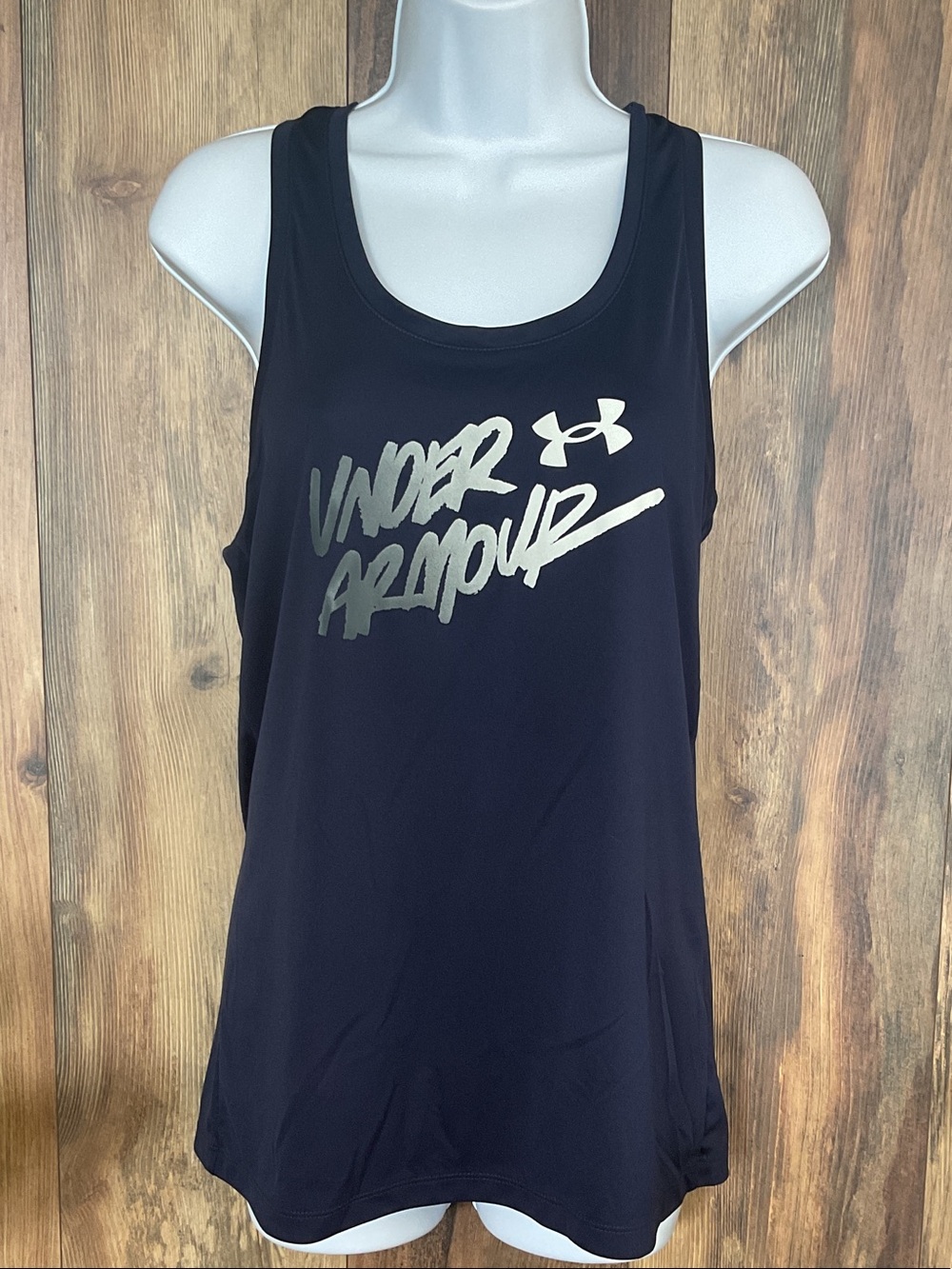 Under Armour Raceback Tank Top with Silver Script Logo S C275
